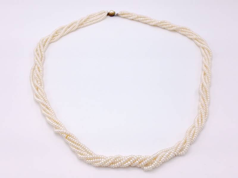 Elegant Five Strand Twisted Pearl Necklace