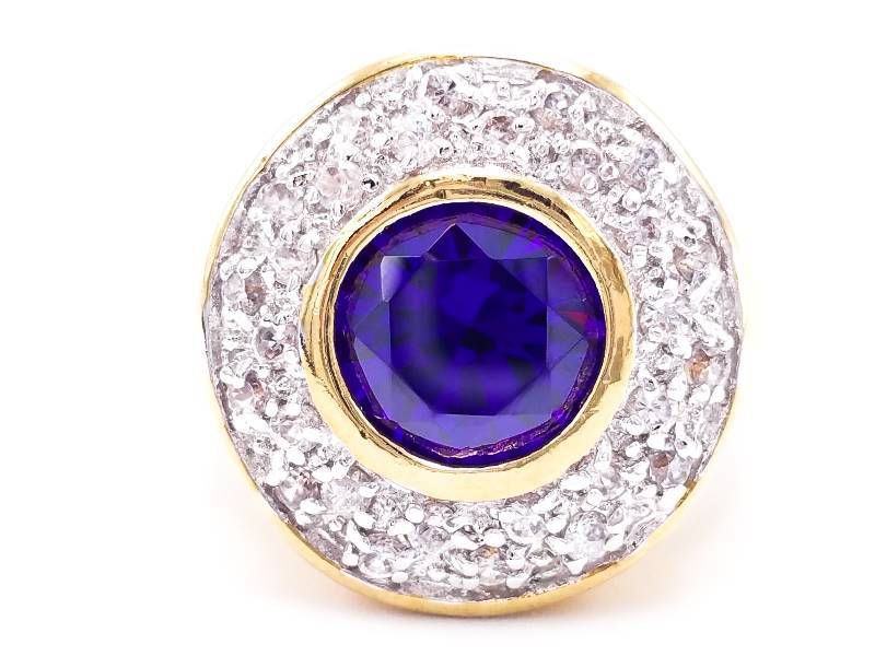 Beautiful, Rich Ladies Cocktail Ring in Gold over Sterling Silver