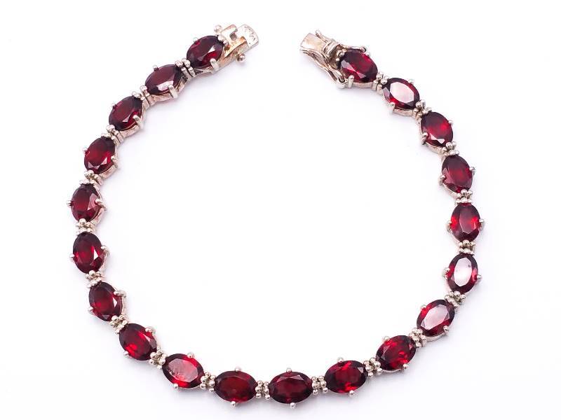Fine Garnet Estate Bracelet in Sterling Silver