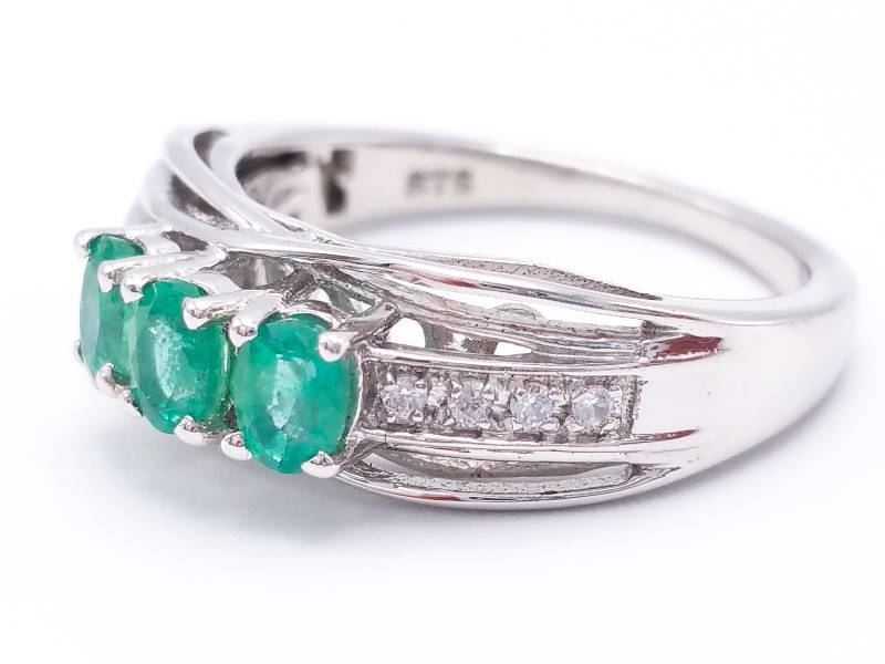 Natural Emerald Estate Ring in Sterling Silver