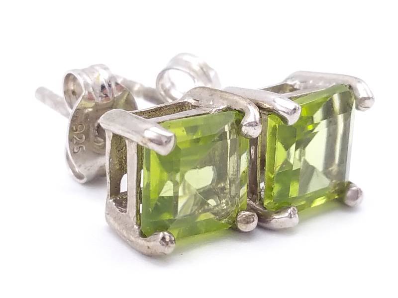 Pretty Peridot Estate Earrings in Sterling Silver