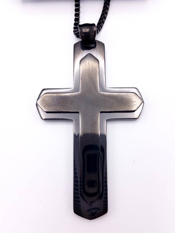 Mens Creed Brand Stainless Steel Cross and 24 Chain New