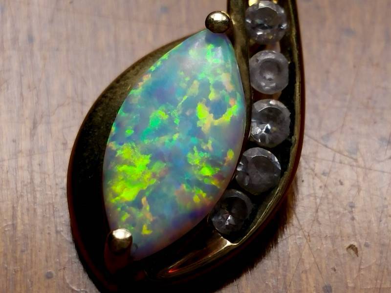 Stunning Fire Opal Estate Pendant in 10k Yellow Gold
