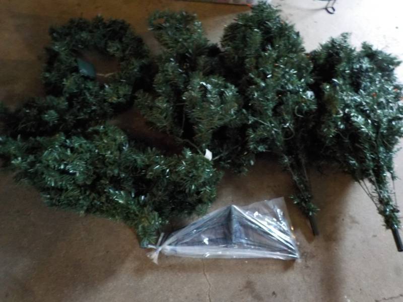 lot 63 image: 7 ft Easy Set Up Lighted Xmas Tree,...