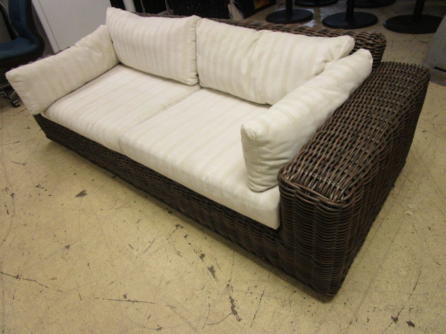WICKER PATIO SOFA WITH CUSHIONS