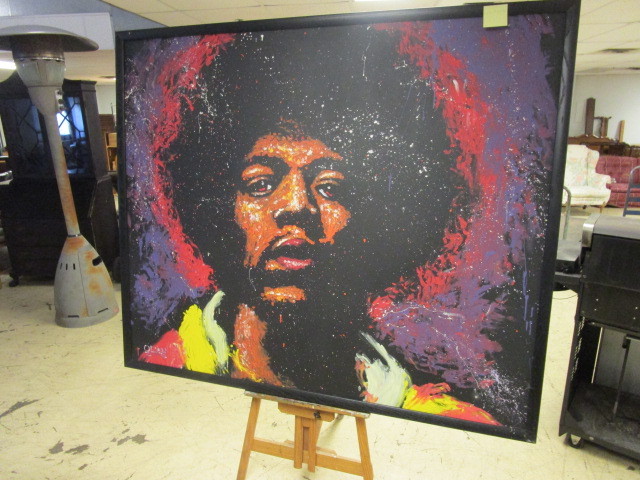 JIMI HENDRIX PAINTING IN WOOD FRAME
