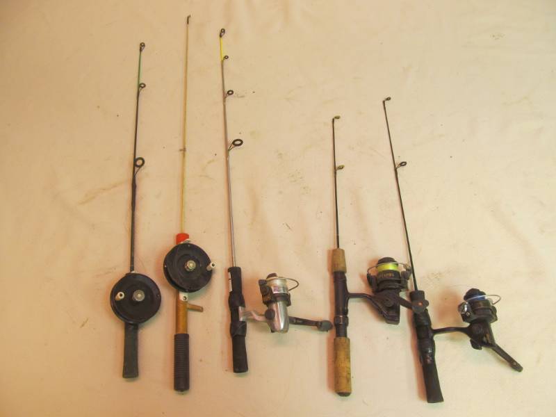 lot 74 image: ice fishing rods with reels