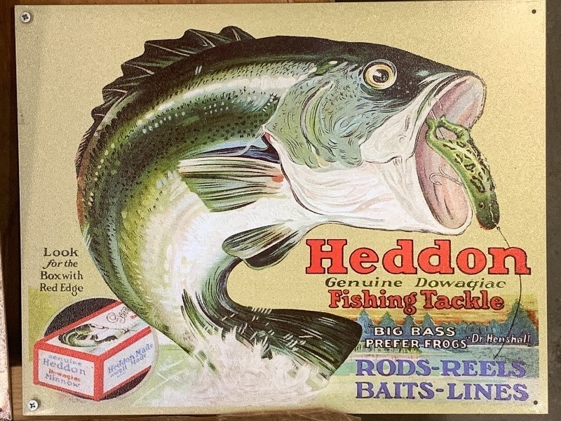 Heddon Tackle 12 x 16.5 Tin Sign