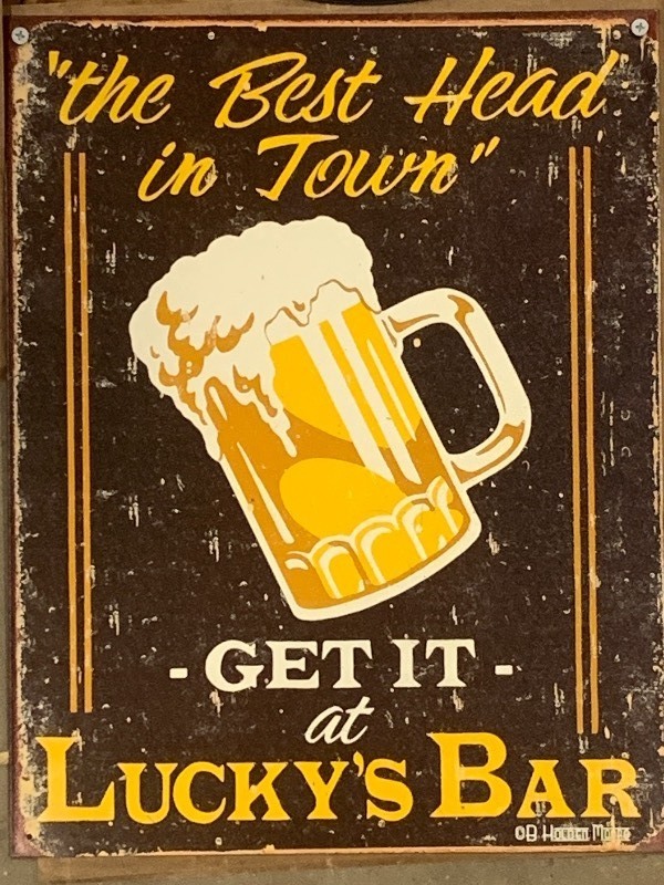 Luckys Bar 12 x 16.5 Tin Sign