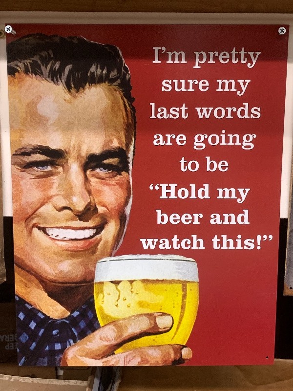 Hold My Beer 12 x 16.5 Tin Sign