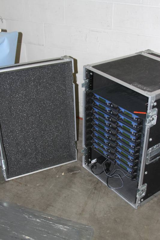 lot 50 image: Heavy Duty ATA-Rated Shipping Case with Nine (9) Rack-Mounted Sennheiser EW550 Wireless Microphone Receivers