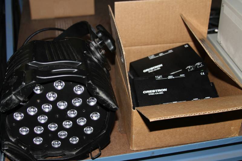 lot 117 image: Large Shelf Lot of Used Pro Audio Video and Computer Control Routing, Amplifiers & Switching Items
