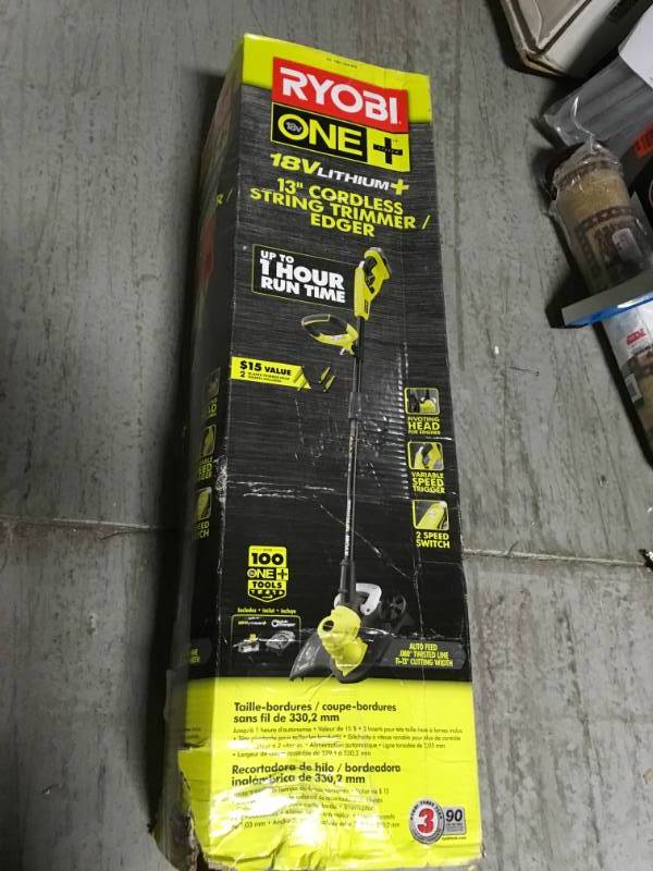 lot 57 image: ONE 18-Volt Lithium-Ion Cordless String TrimmerEdger - 4.0 Ah Battery and Charger Included- not used
