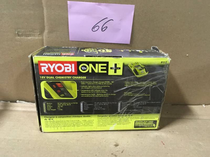 lot 66 image: RYOBI 18-Volt ONE Dual Chemistry IntelliPort Charger- Good condition