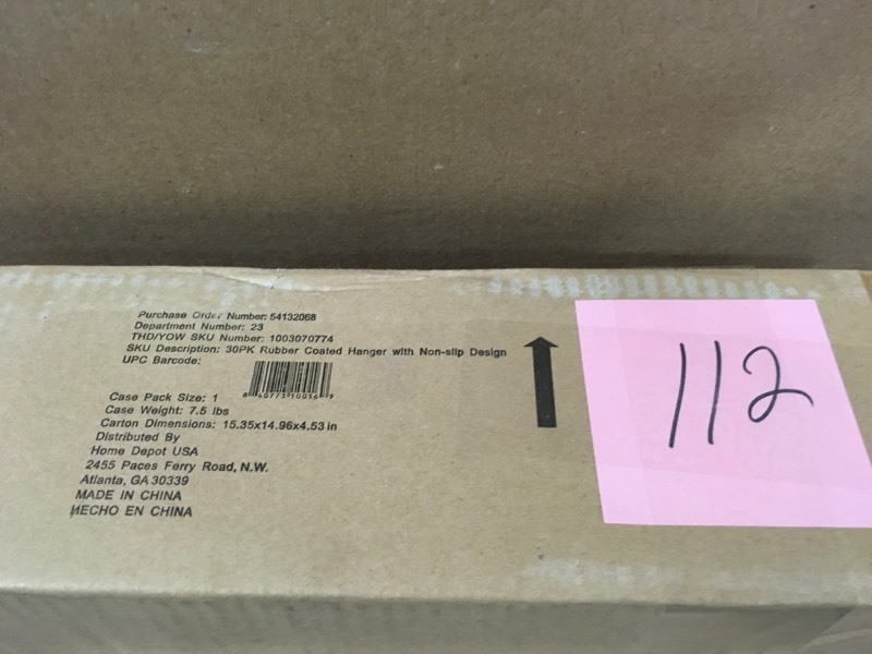 lot 112 image: HDX Black Extra Non Slip Rubber Coated Suit Hanger (30 Pack)- not used