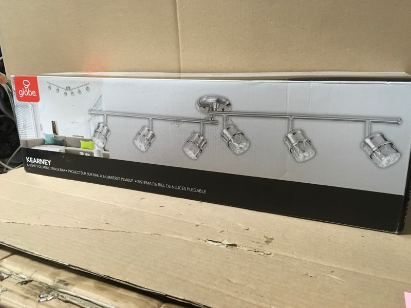 lot 119 image: Globe Electric 4 ft. Kearney 6-Light Brushed Nickel Foldable Track Lighting, Bulbs Included &nbspin good condition