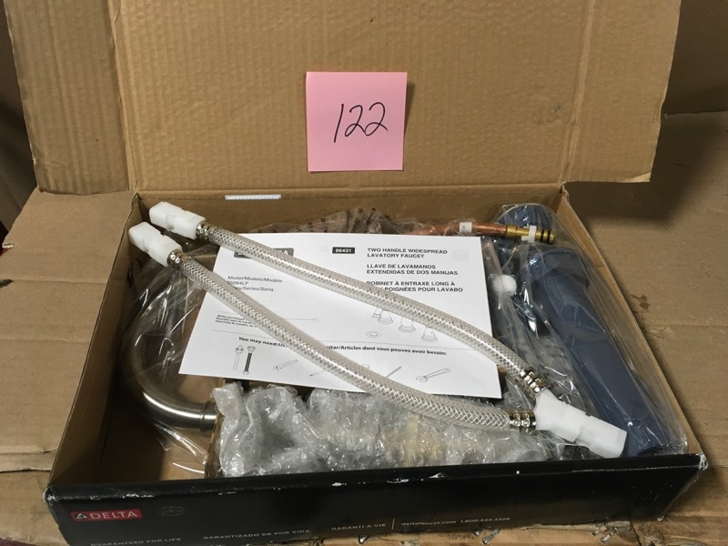 lot 122 image: Delta Porter 8 in. Widespread 2-Handle Bathroom Faucet in Brushed Nickel &nbspin good condition