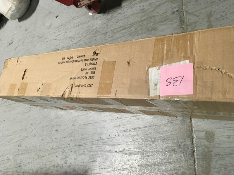 lot 138 image: Knape & Vogt 8.5 in. x 36 in. Floating White Decorative Shelf &nbspin good condition
