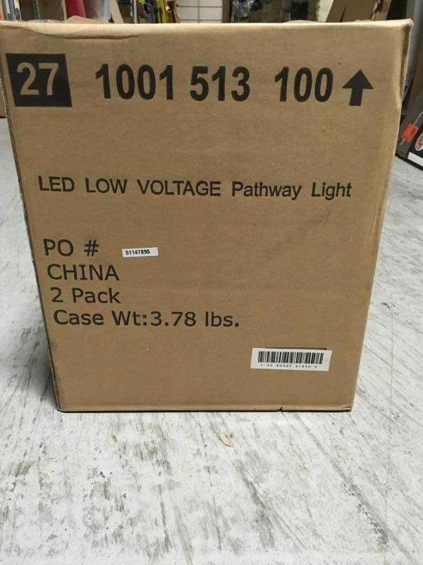 lot 1 image: (2-Pack) Hampton Bay Low-Voltage Black Outdoor Integrated LED Black Landscape Path Light with White Tulip Shade
