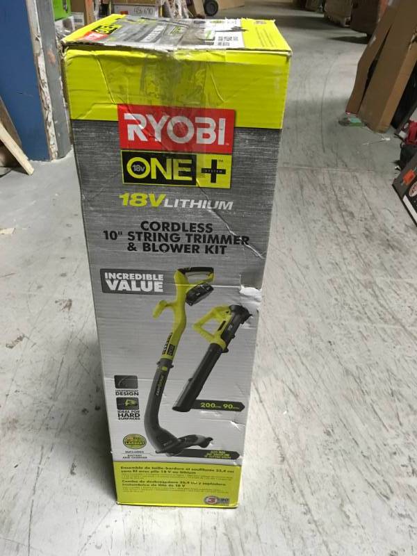 lot 9 image: ONE 18-Volt Lithium-Ion String TrimmerEdger and Blower Combo Kit 2.0 Ah Battery and Charger Included- good condition
