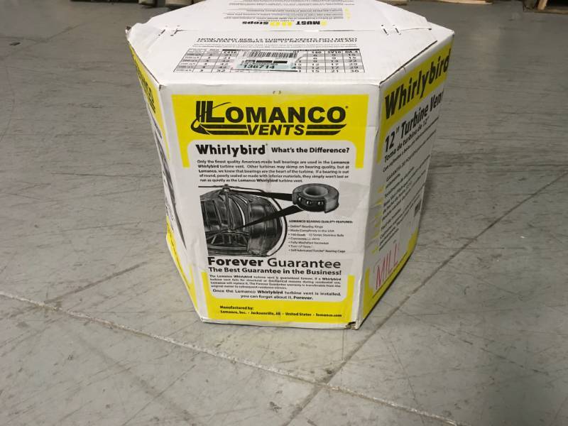 lot 50 image: Whirlybird 12 in. Mill Aluminum Externally Braced Wind Turbine- good condition
