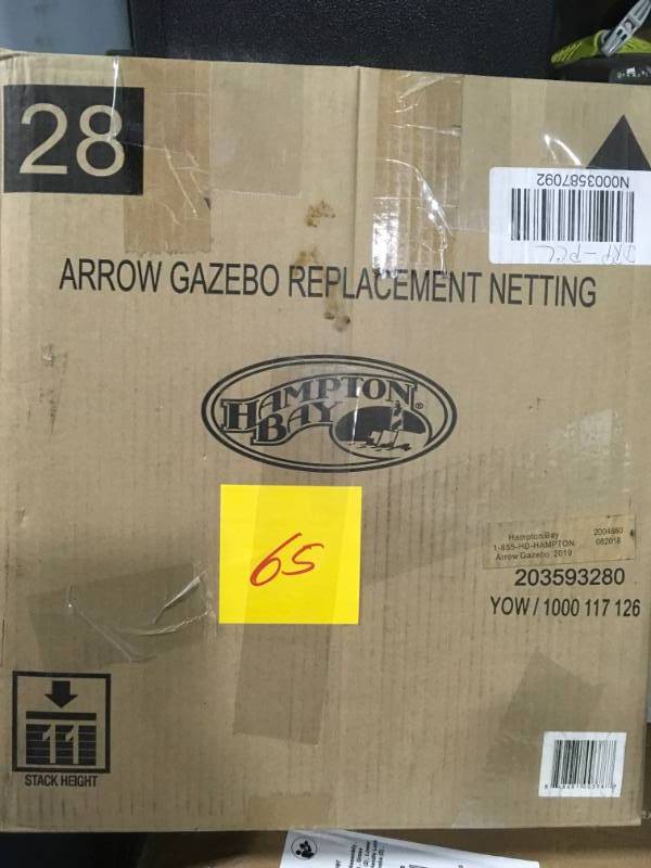 lot 65 image: Hampton Bay Replacement Netting Outdoor Patio for 10 ft. x 10 ft. Arrow Gazebo- not used