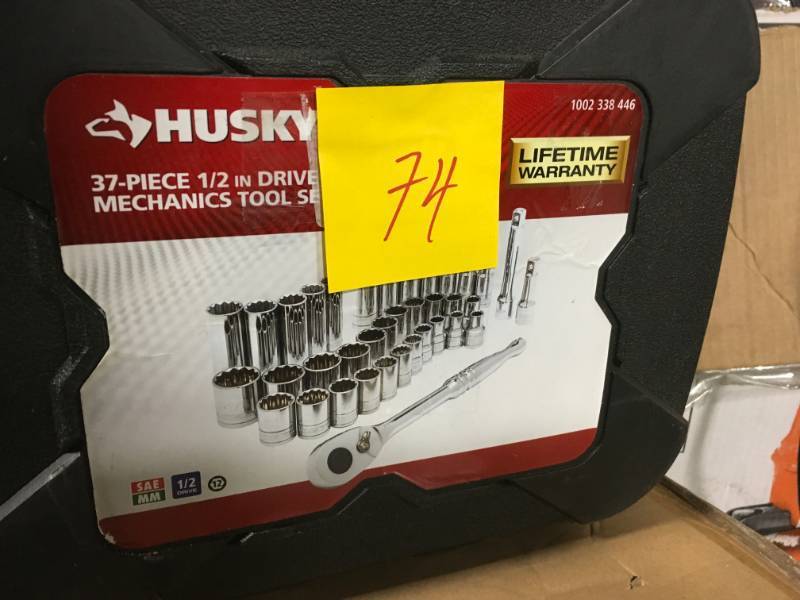 lot 74 image: Husky 12 in. Drive Mechanics Tool Set (37-Piece)- good condition