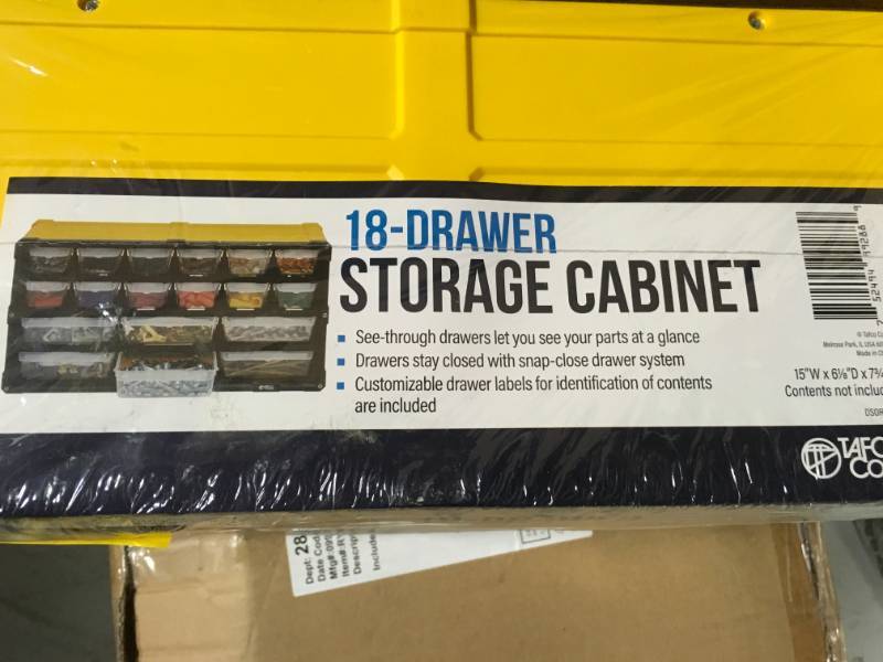 lot 84 image: TAFCO Product 18-Compartment Small Parts Organizer, Yellow- good condition