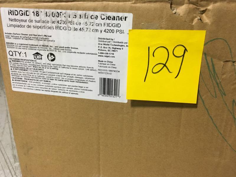 lot 129 image: RIDGID Professional 18 in. 4200 PSI Quick Connect Surface Cleaner for Gas Pressure Washers