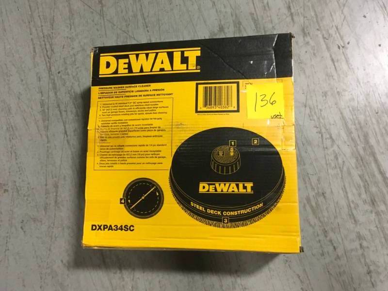 lot 136 image: DEWALT 3,400 PSI Surface Cleaner  USED