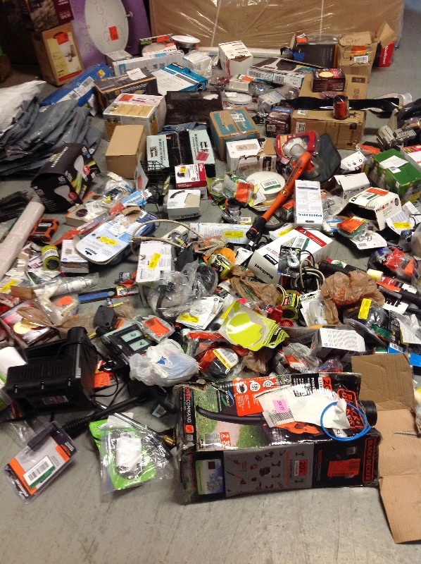 lot 153 image: Assorted open boxes and packages lighting, housewares, tools etc some missing packaging or pieces review pictures