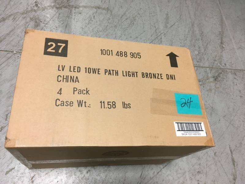 lot 24 image: (pack of 4) Hampton Bay Low-Voltage 10-Watt Equivalent Oil-Rubbed Bronze Outdoor Integrated LED Landscape Path Light with Metal Shade- not used