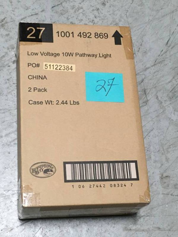 lot 27 image: (pack of 2) Hampton Bay Low-Voltage 10-Watt Aged Brass Outdoor Halogen Landscape Path Light- not used