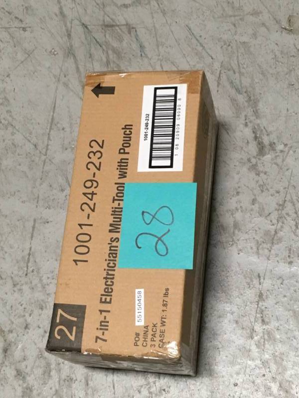 lot 28 image: (Case of 3) Commercial Electric 7-in-1 Electricians Multi-Tool with Pouch- new