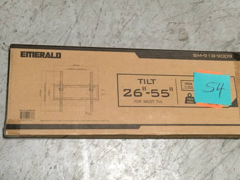 lot 54 image: Emerald 26-55 Sm-918-9009 Tilt Wall Mount- not used