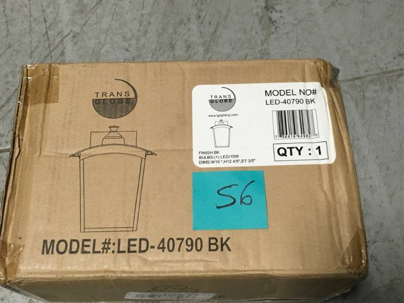 lot 56 image: YOW 1-Light Black Outdoor Integrated LED Wall Lantern Sconce LED-40790BK- not used