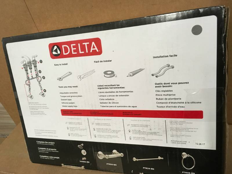 lot 82 image: Delta Porter 8 Widespread 2-Handle Bathroom Faucet- open box