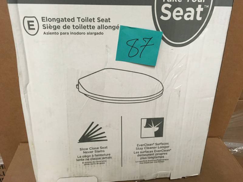 lot 87 image: American Standard Cadet Slow Close EverClean Elongated Slow Close Toilet Seat in White- not used