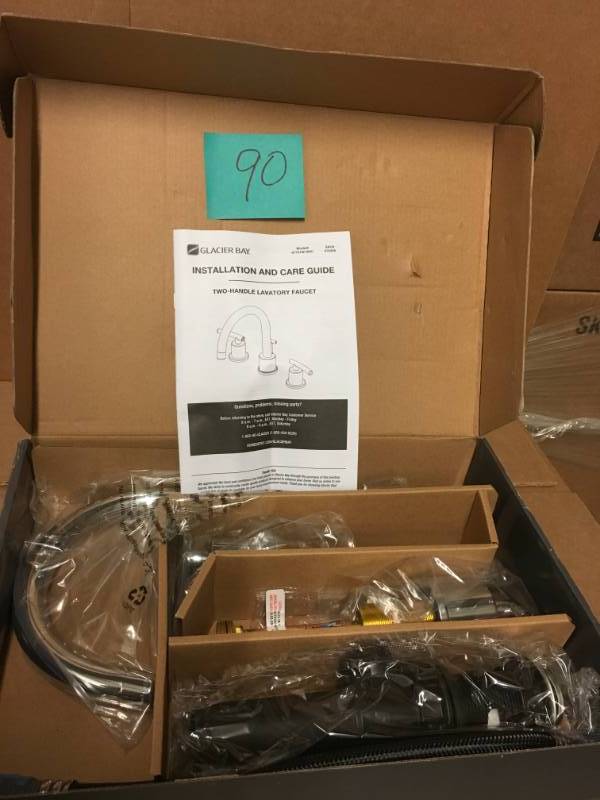 lot 90 image: Dorset 8 in. Widespread 2-Handle High-Arc Bathroom Faucet in Chrome- open box