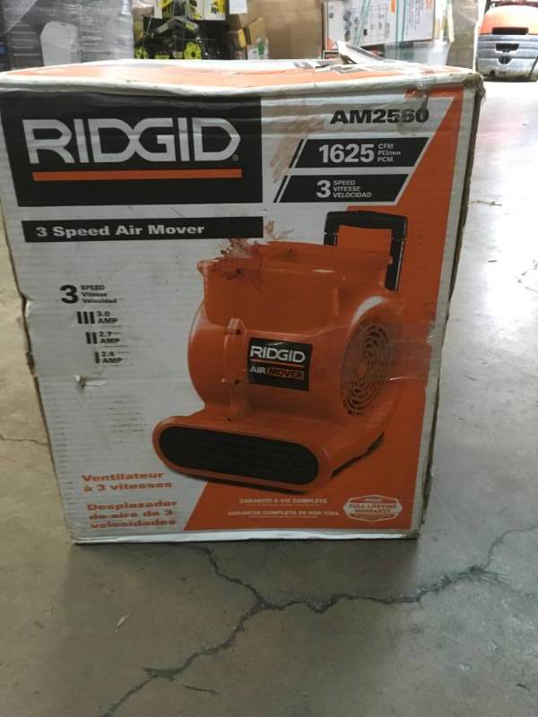 lot 104 image: RIDGID 1625 CFM Air Move- not used