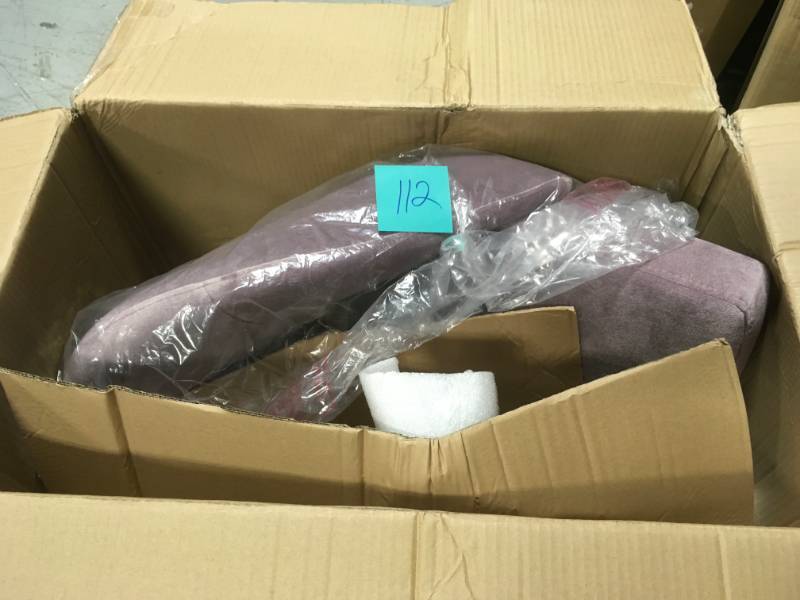 lot 112 image: Lula Office Chair in Mauve Fabric with Rose Gold Base by OSP Home Furnishings- not used