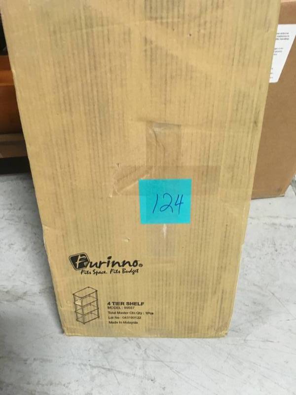 lot 124 image: Furinno 99557 Turn-N-Tube 4-Tier Multipurpose Shelf Display Rack- not used