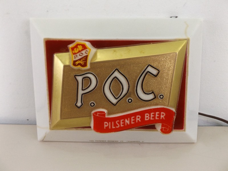 lot 5 image: Vintage WORKING POC Pilsner Beer Lighted Sign