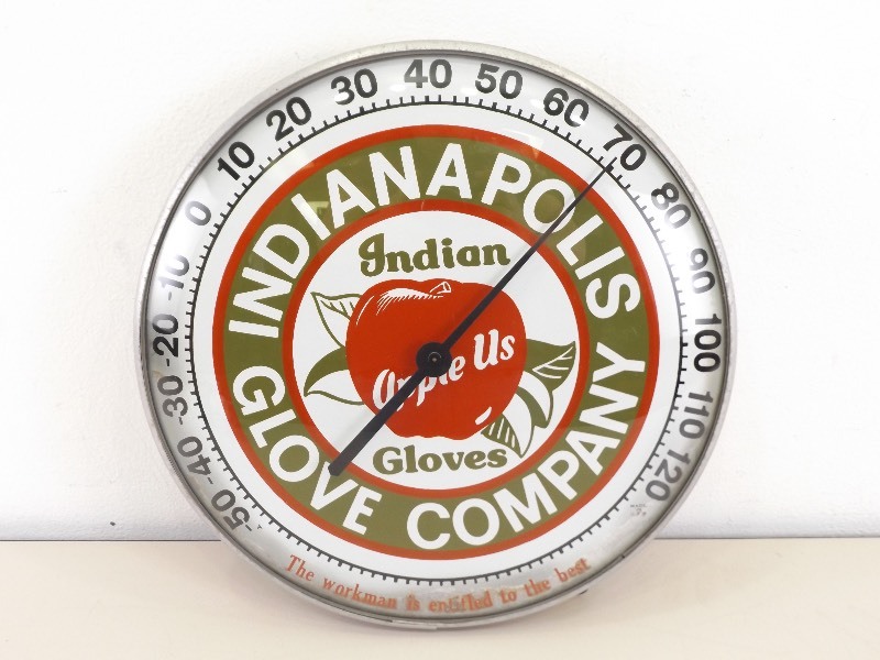 lot 6 image: Vintage Indianapolis Glove Company WORKING Thermometer