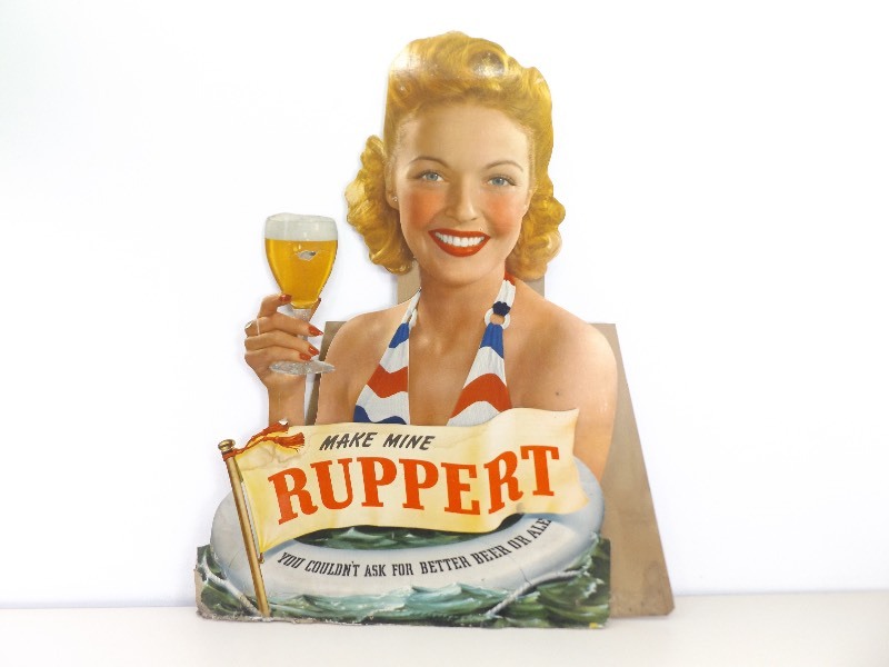 lot 26 image: Larger Vintage Rupert Beer Cardboard Stand Up Display