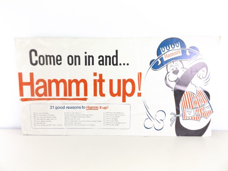 lot 27 image: Vintage Hamms Beer Cardboard Mounted Display