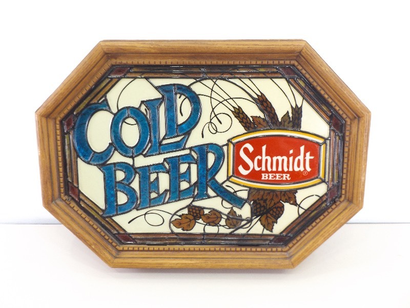 lot 35 image: Vintage WORKING Schmidt Cold Beer Lighted Sign 