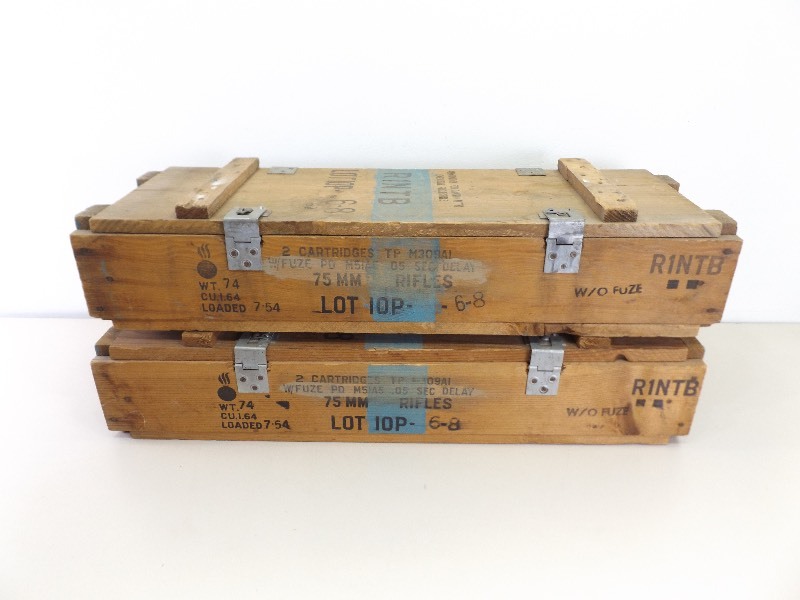 lot 43 image: 2 Vintage Wood Ammo Crates