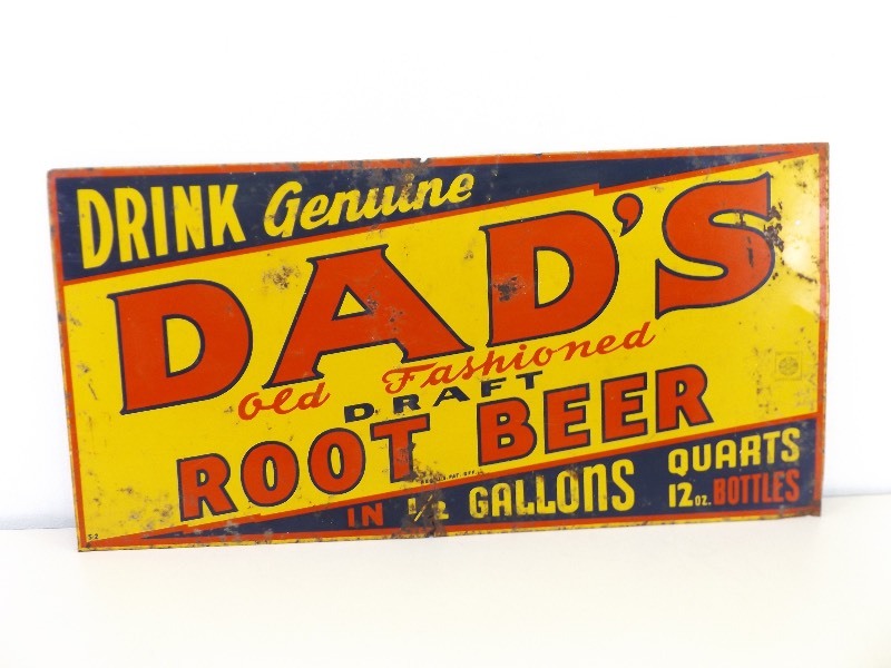 lot 47 image: Vintage DADS Root Beer Metal Sign