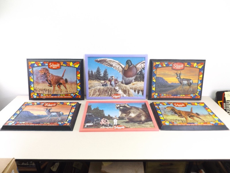 lot 49 image: 3 Sets Of Schmidt Beer Embossed Signs